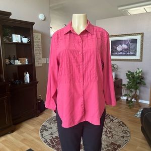 Blast Petites 3/4 sleeve rust button up the front blouse-size M